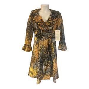 ASHRO Ruffle Wrap A-Line Desk to Dinner Cocktail Party Guest Career Church Dress